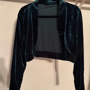 Elegant Velvet Cardigan in emerald green